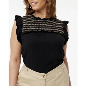 J.Crew Women's Ruffle Short Sleeveless Smocked Tank Top  XS Keyhole Back Cotton